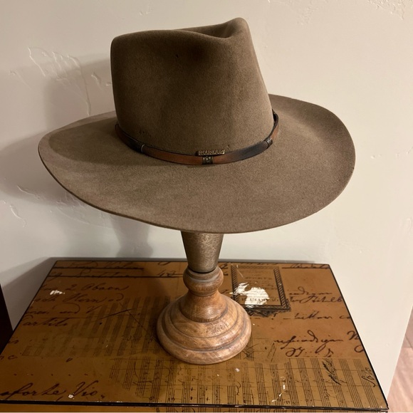 VTG The Roundup 4X Beaver Quality Western Hat Leather Metal Strap SZ 6 3/4 - Picture 3 of 14